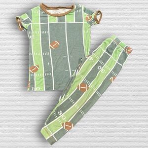 Kickee Pants Football Pajama Set 2t Bamboo Green